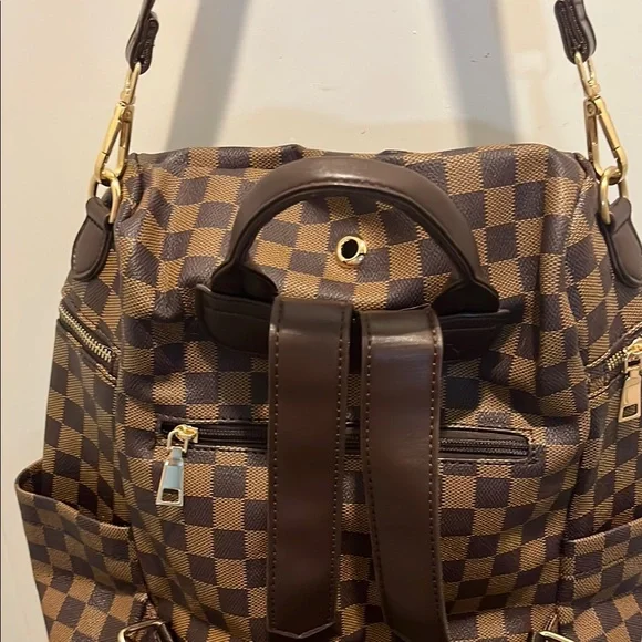 Checkered Brown Backpack - Picture 9 of 14